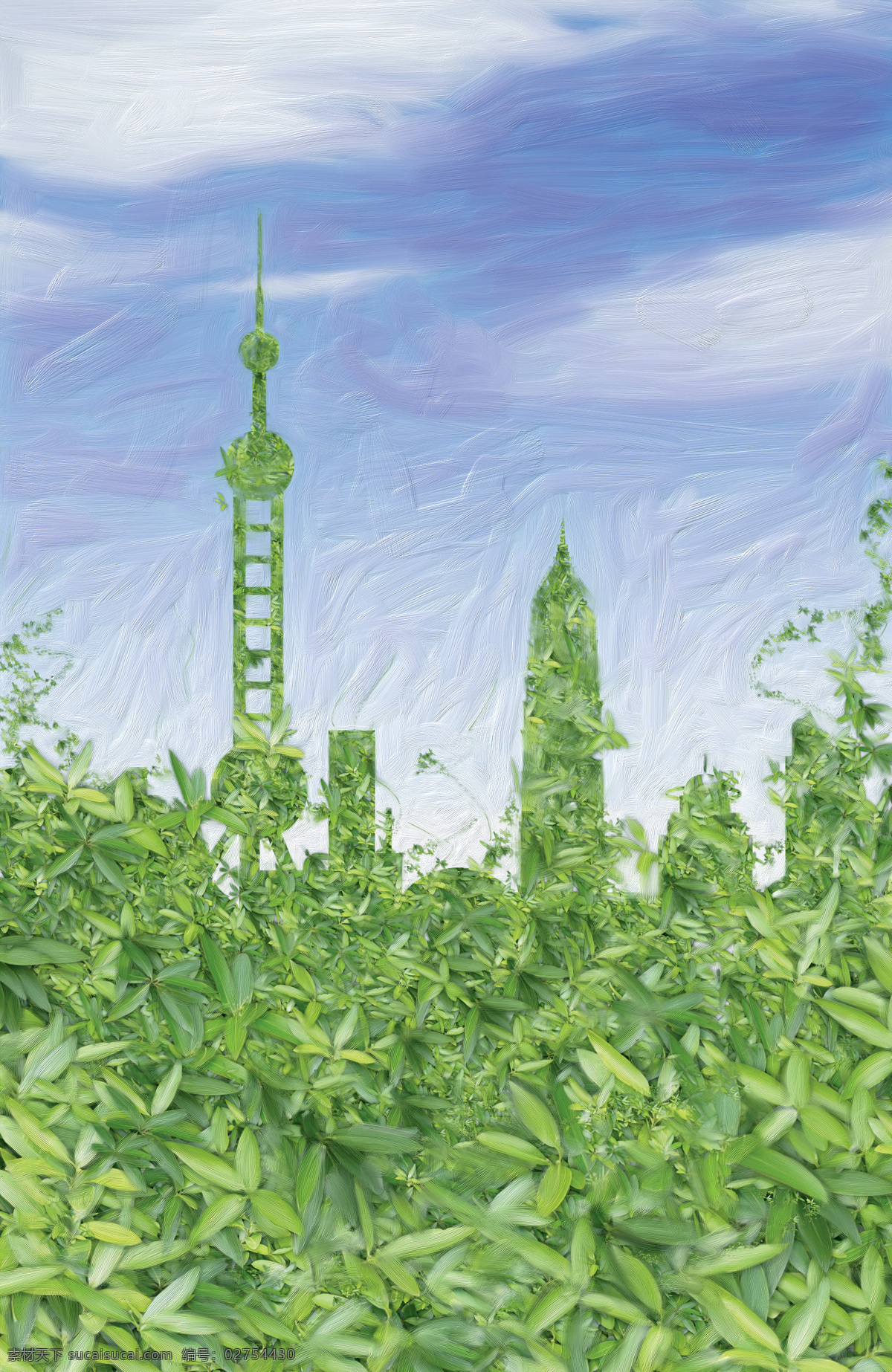 绿色上海 油画 艺术 画 美术 绘画 精美 油画花 创意 绘画书法 文化艺术 外滩 绿色东方明珠