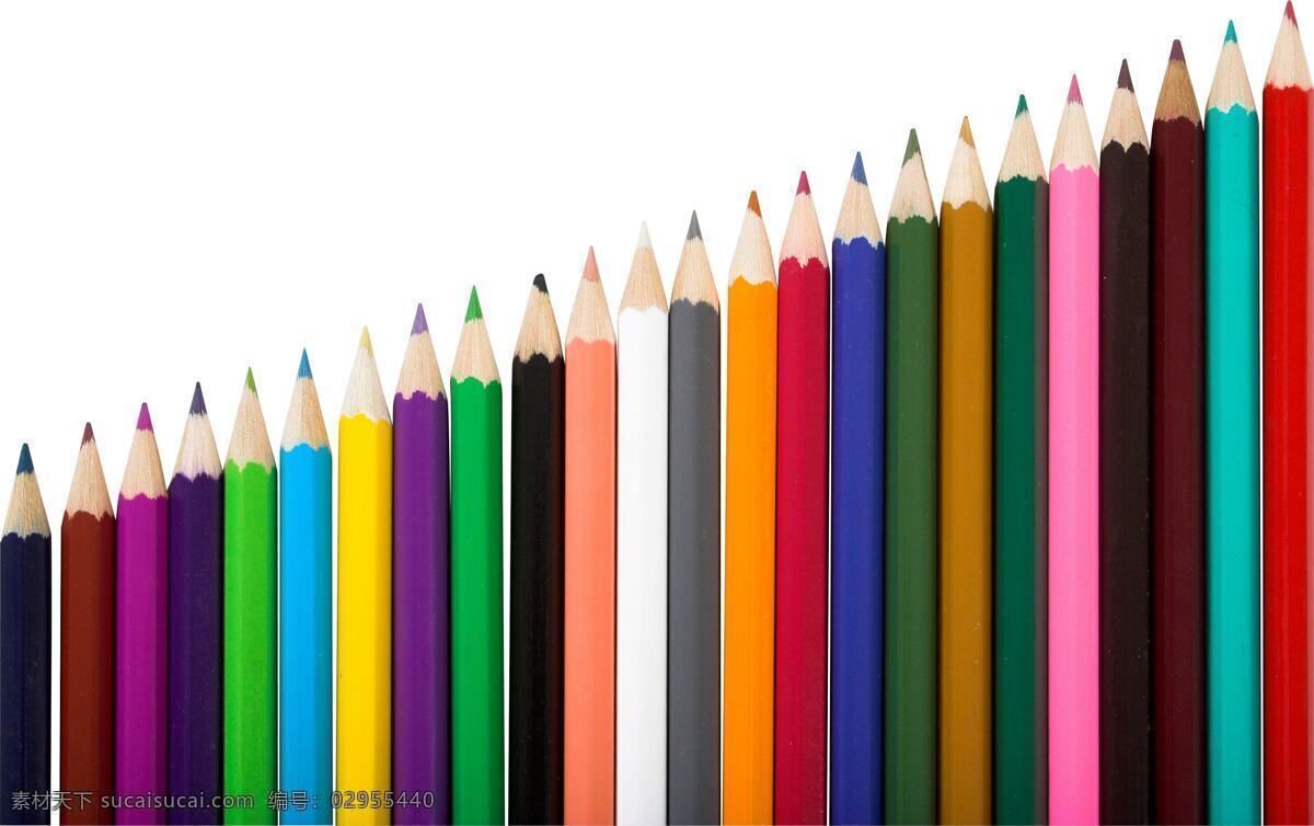 排成 斜 彩色 铅笔 笔 绘画笔 彩色铅笔 文具 学习用品 办公学习 生活百科