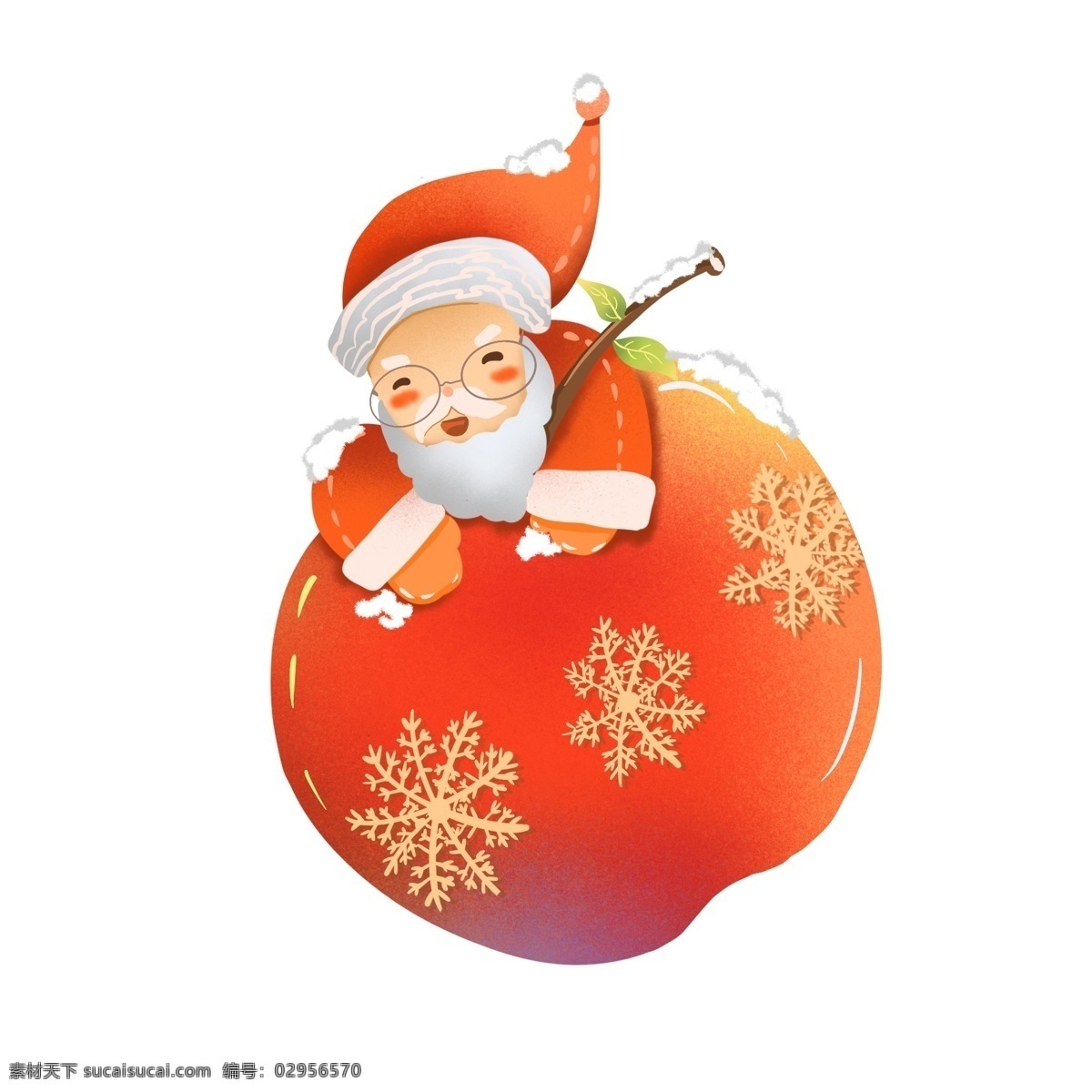 圣诞 平安 果 商用 插画 圣诞节 平安果 圣诞老人 红苹果 小清新