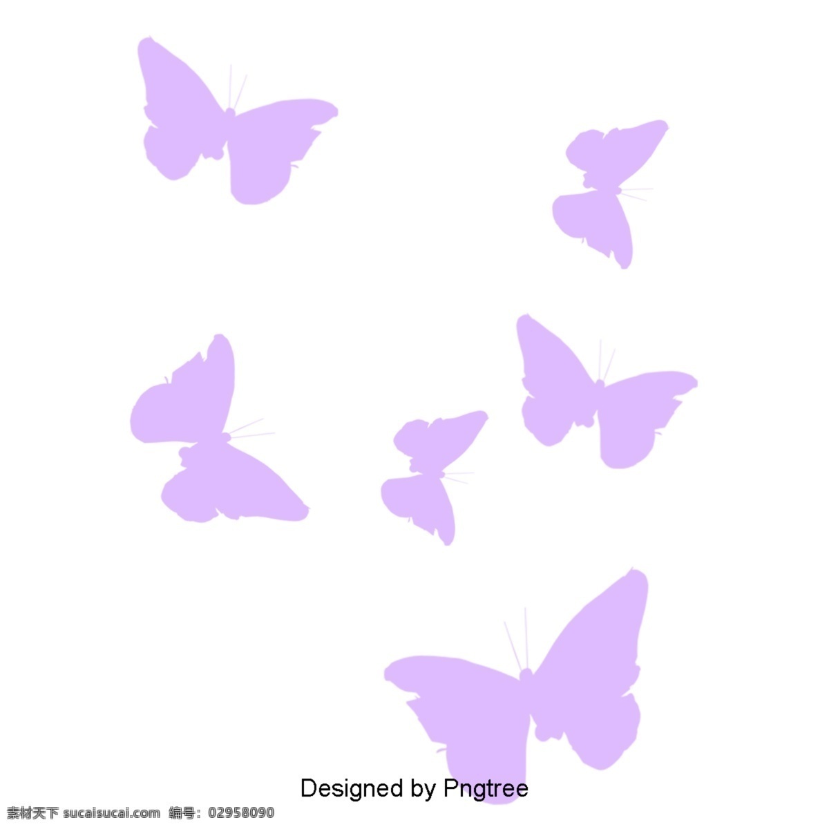 简单 蝴蝶 轮廓 卡通 手绘 昆虫 自然 元素 简洁 颜色 图案