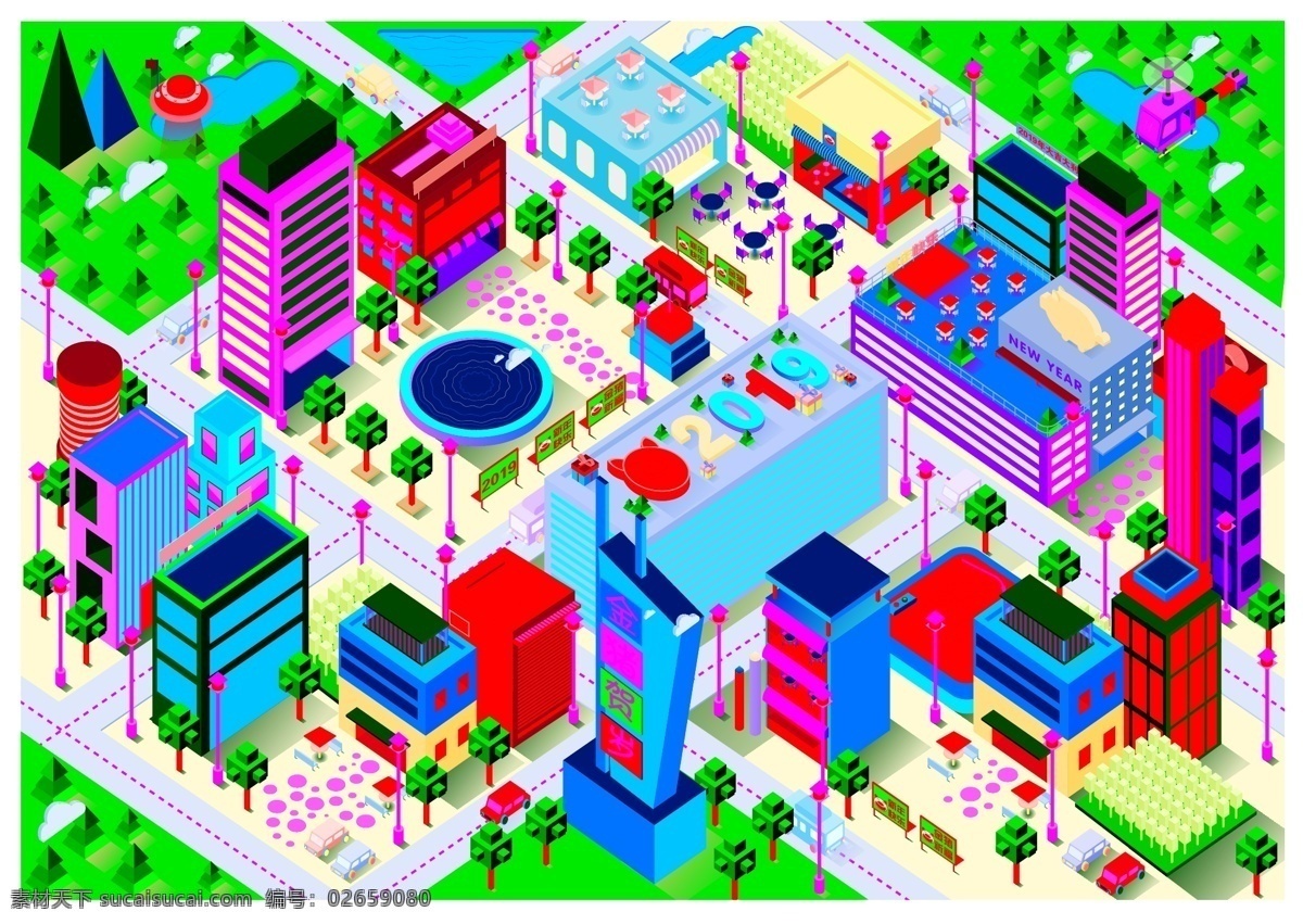 d 建筑 2019 年 猪年 春季 2.5d