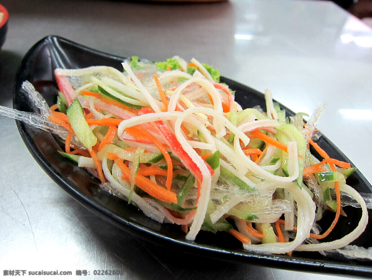 凉拌小菜 凉拌 小黄瓜 红萝卜 蒟蒻 蟹肉棒 切丝 传统美食 餐饮美食