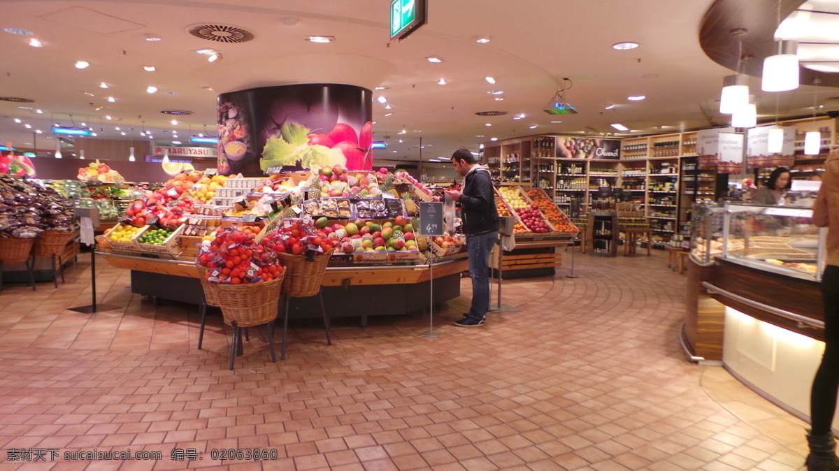 超市 超市柱子 柱子 包柱 超市包柱 水果包柱 超市水果 国外超市 外国 商务金融 商务场景