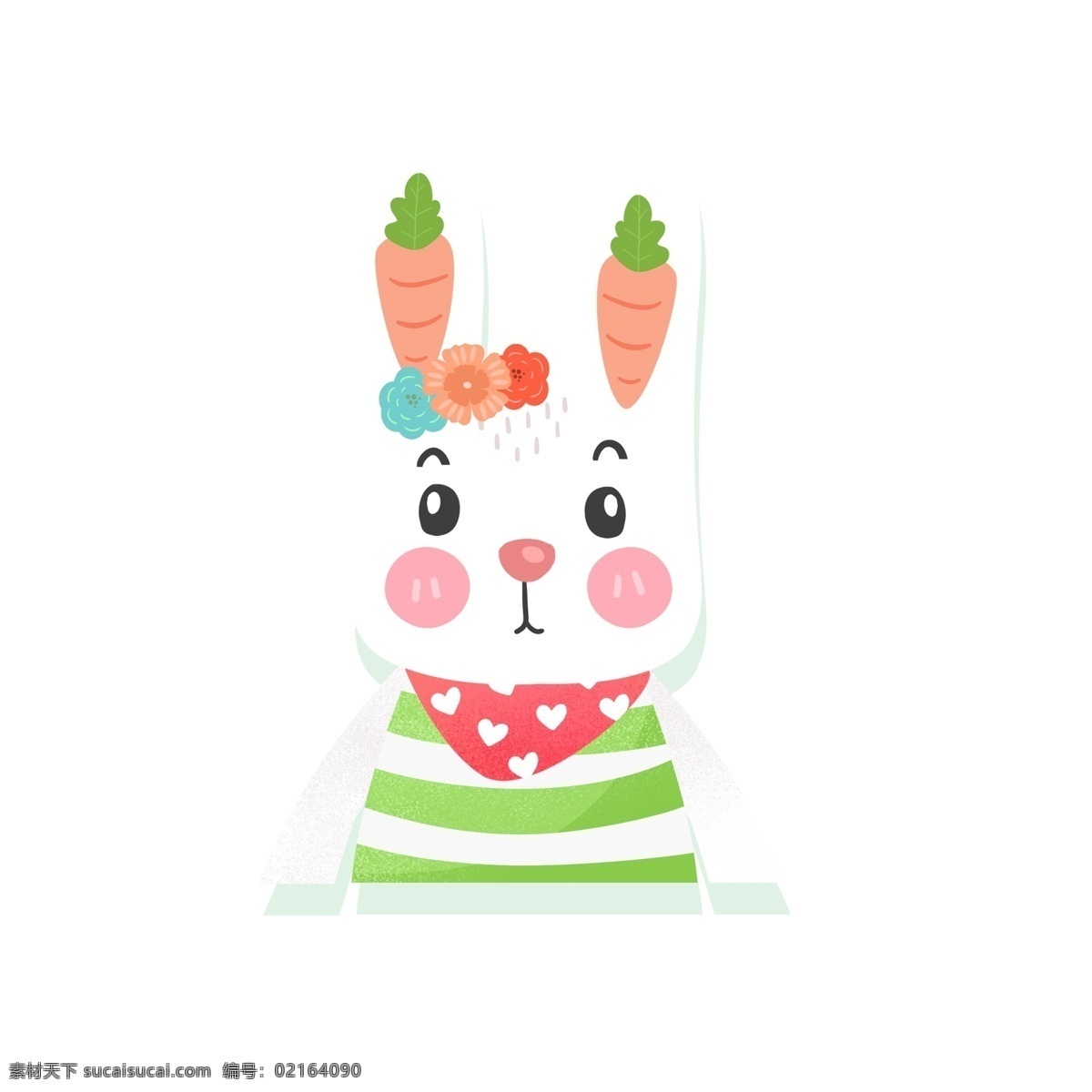 可爱 小 白兔 卡通 元素 动物 彩色 明快
