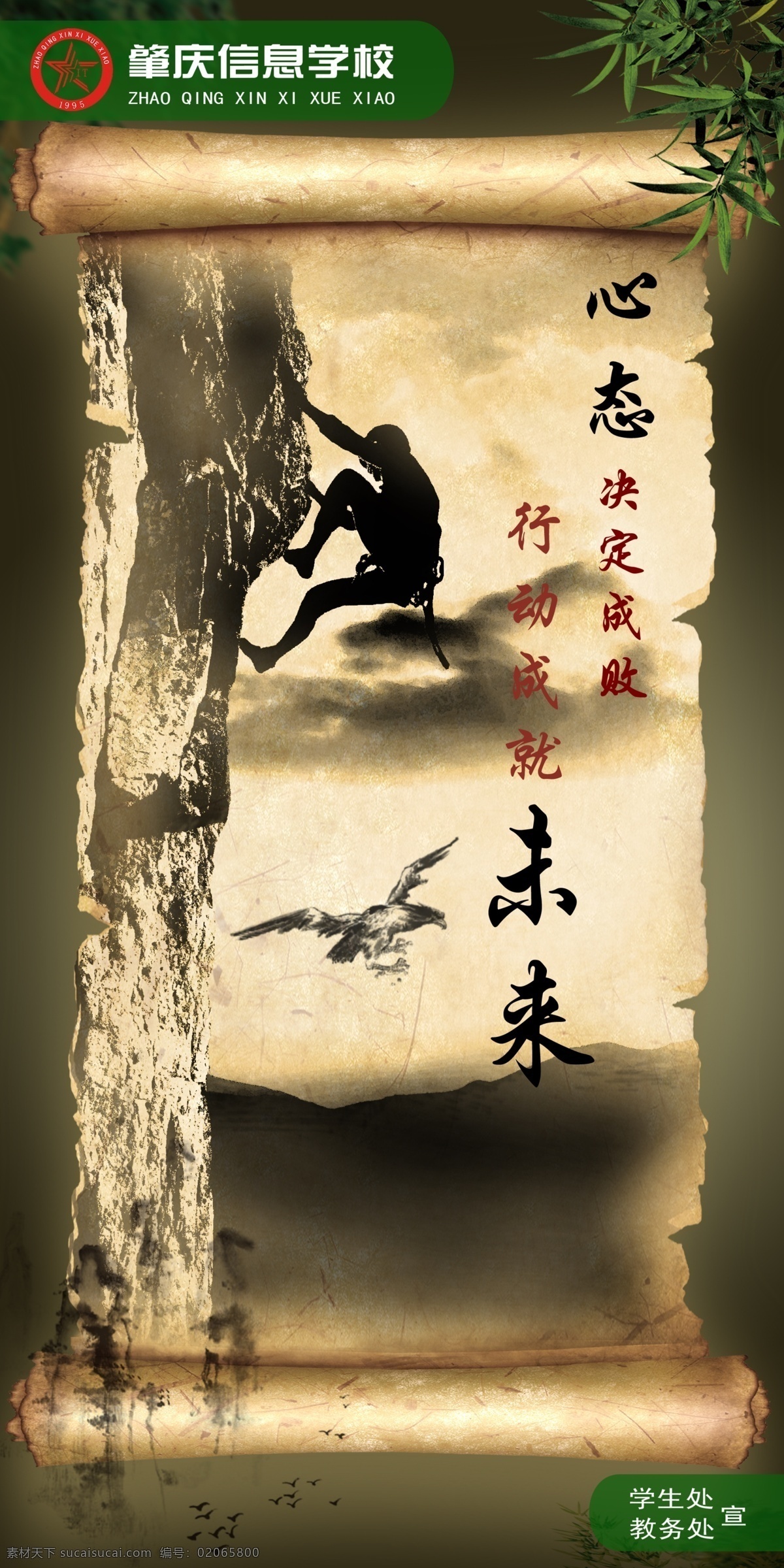 心态 未来 心态决定成败 行动成就未来 黄色