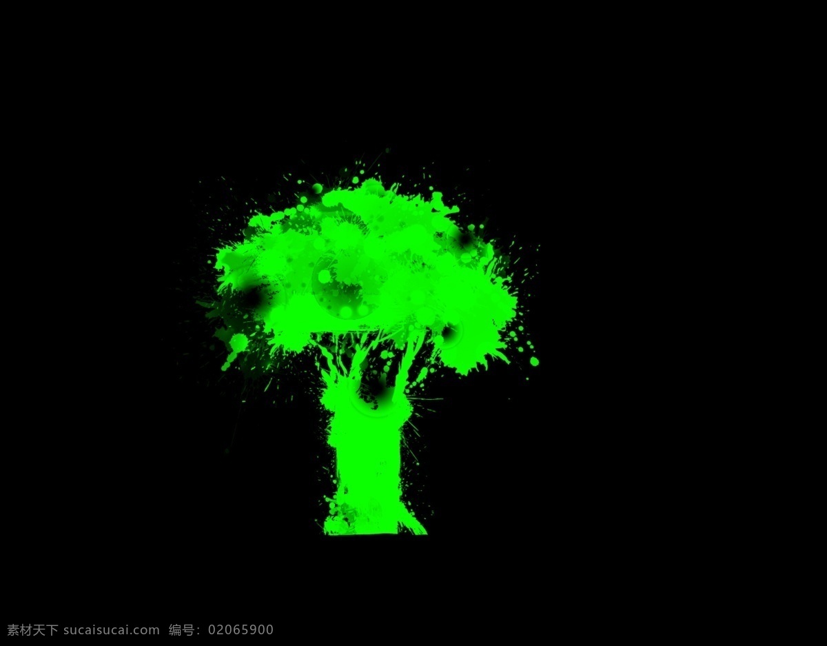 古树素材 古树 喷溅效果 油画 黑色