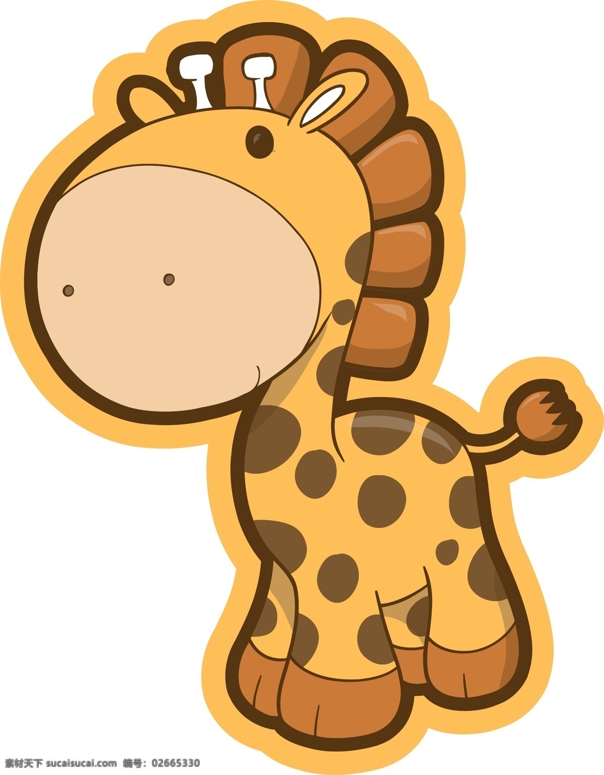 卡通 长颈鹿 q版 卡通长颈鹿 卡通形象 可爱 圆圆的 长颈鹿帖纸 矢量图 其他矢量图