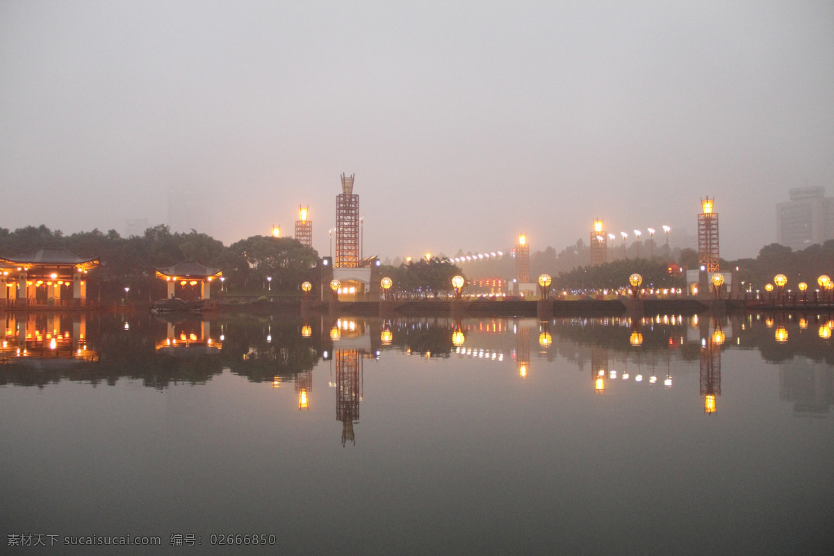 灯光 风景 公园 公园风景 湖 湖水 建筑园林 千 灯 夜景 千灯湖公园 自然风景 树木 公园一角 园林建筑 家居装饰素材 灯饰素材