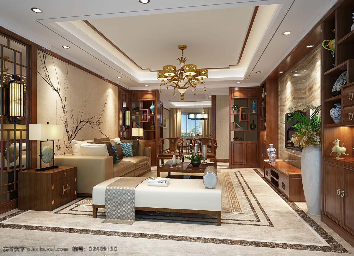 中式家装 中式客厅 客厅 中式风格 中式装修 环境设计 室内设计