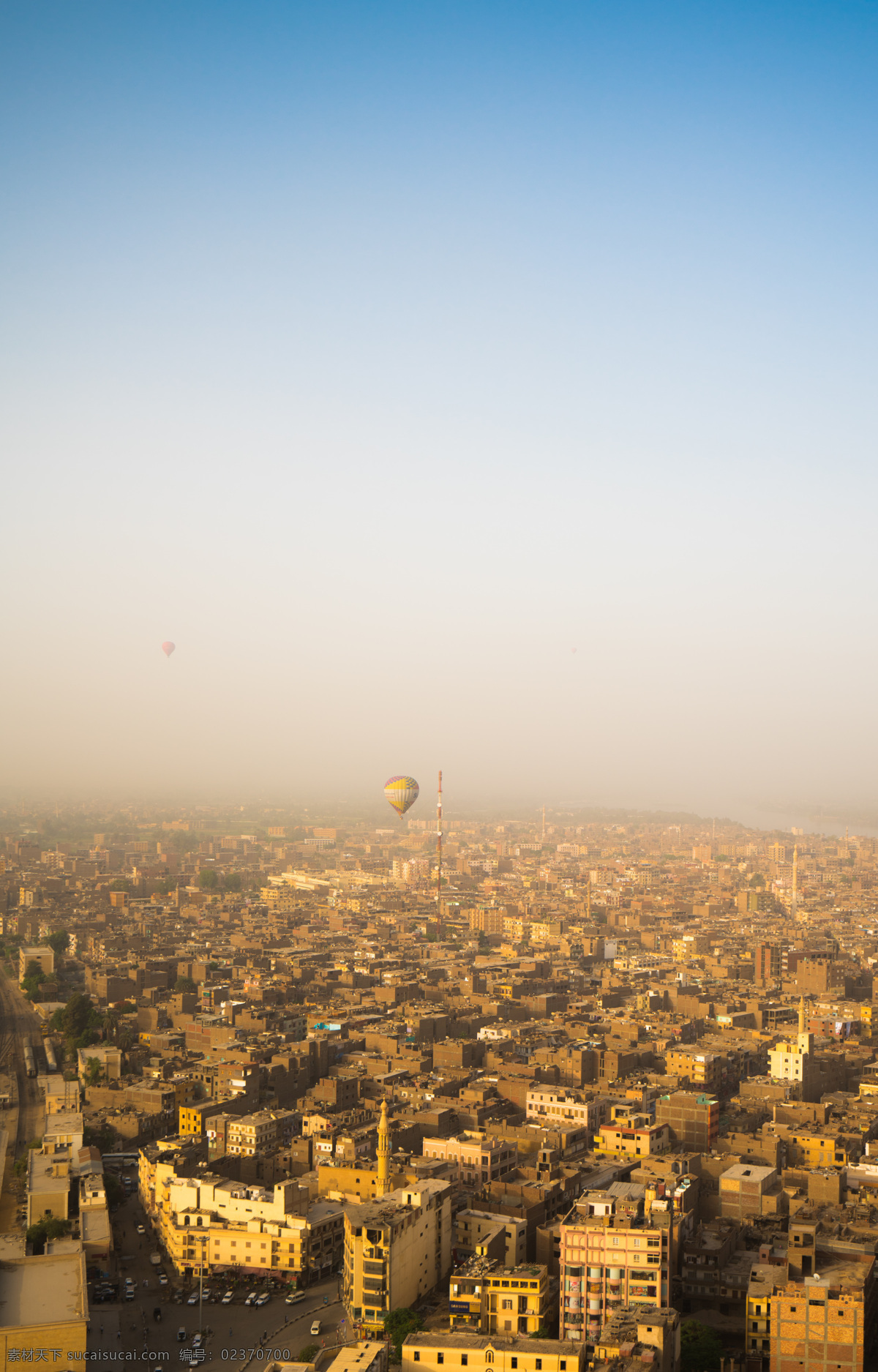 热气球 卢克索 城市 上空 俯瞰 俯视 全景 神庙 日出 风景 自然景观 风景名胜