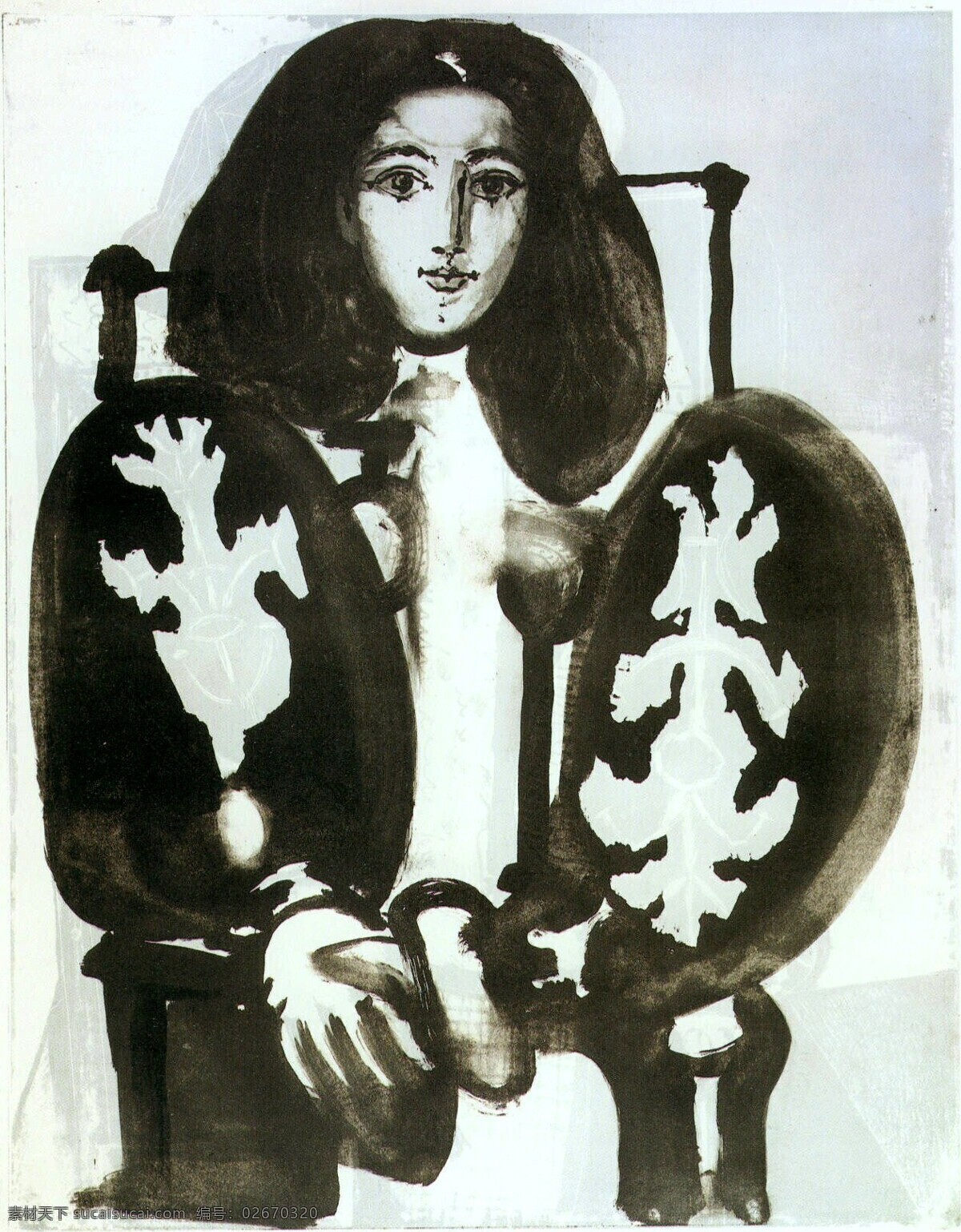 ix 西班牙 画家 巴勃罗 毕加索 抽象 油画 人物 人体 装饰画 i fauteuil au femme la 1948 装饰素材
