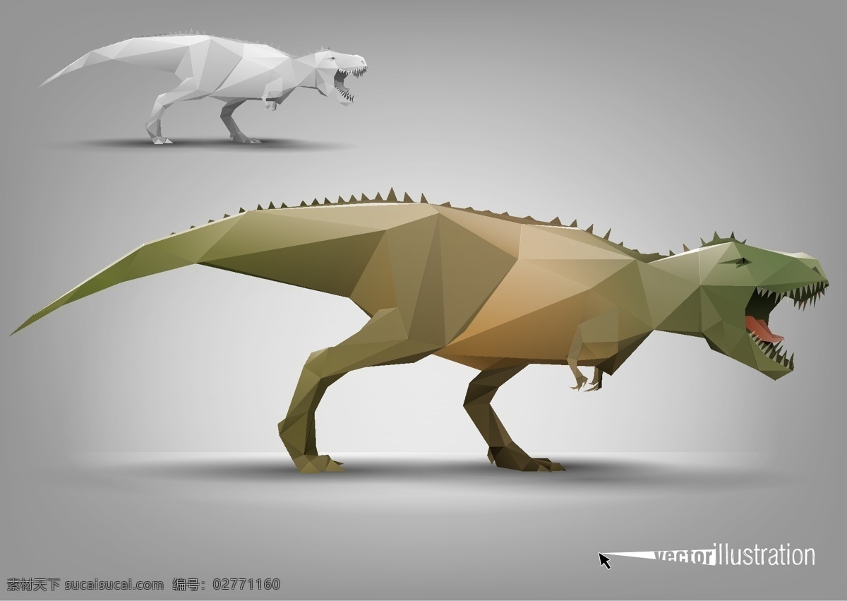 恐龙 立体 模型 3d 边角 动物 矢量素材 折纸 质感 立面体 厚重 霸王龙 矢量图 其他矢量图