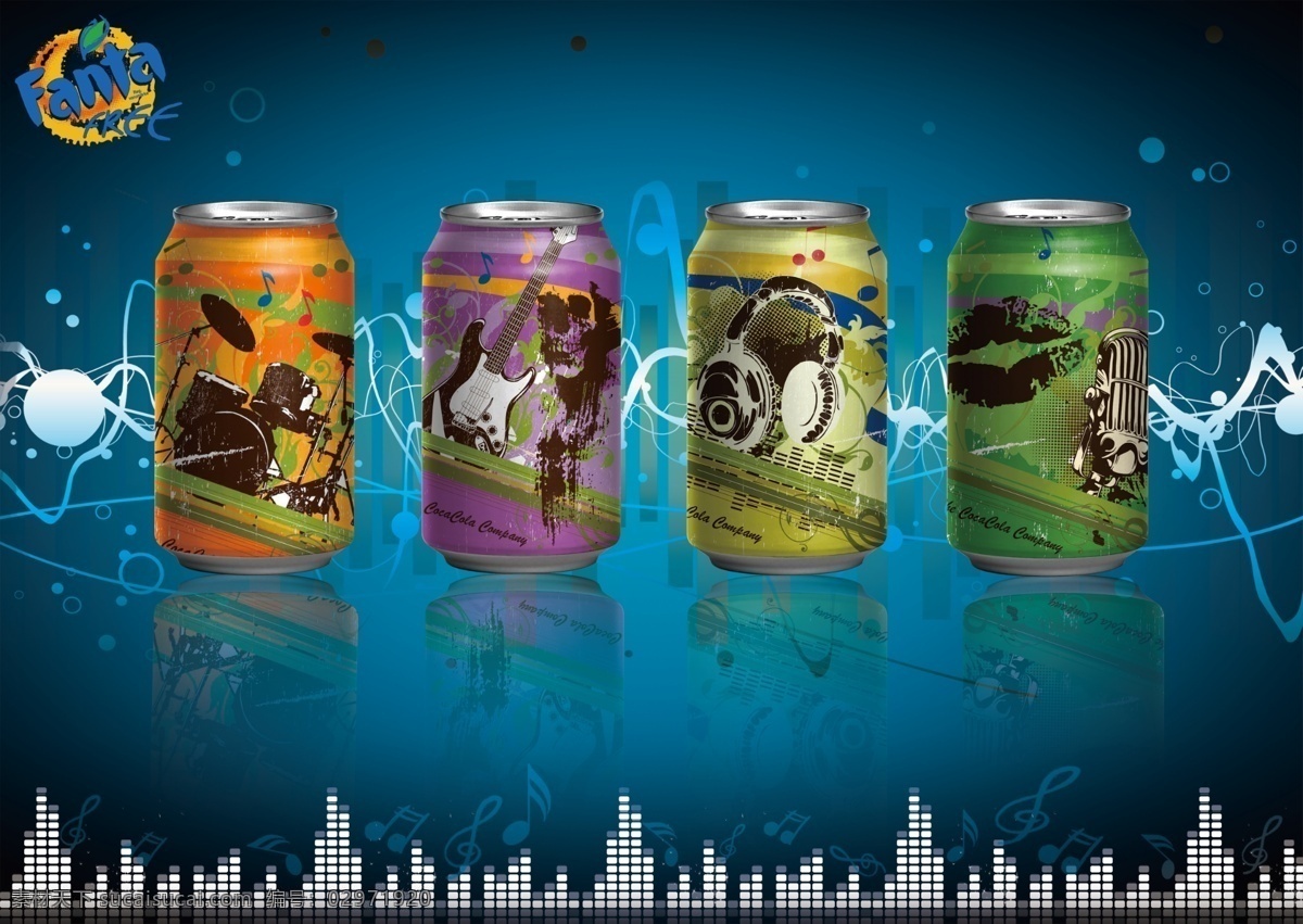 芬达 易拉罐 饮料 包装 音乐 原创设计 其他原创设计