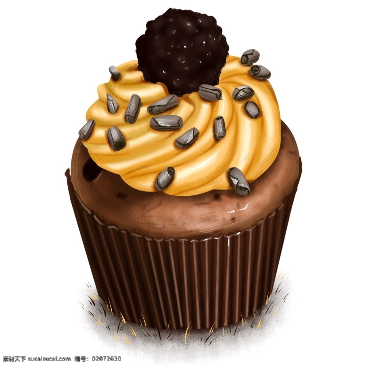 原创 手绘 食物 黄 奶油 巧克力 球 咖啡 杯子 蛋糕 元素 海报素材 商用 黄奶油 巧克力球 杯子蛋糕