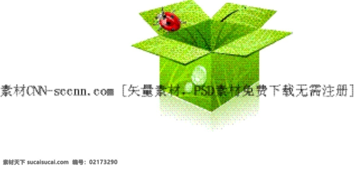生态 盒子 绿色 瓢虫 树木底纹 水珠 箱子