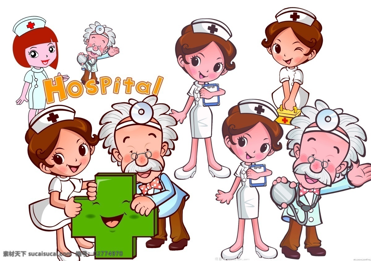 卡通护士 医师 卡通 护士 医生 温馨提示 医院 人物 分层 源文件