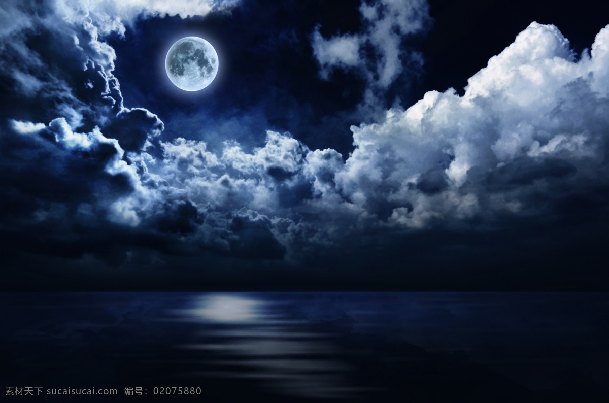 黑夜 恐怖的夜 月亮 云 天空 水 白色的月亮 背景底纹 底纹边框