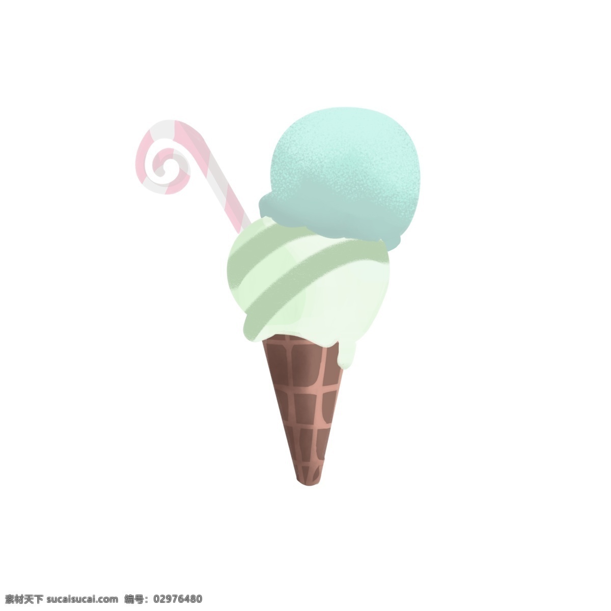 夏日冰激凌 甜品 卡通 简洁 可爱 美食 食品