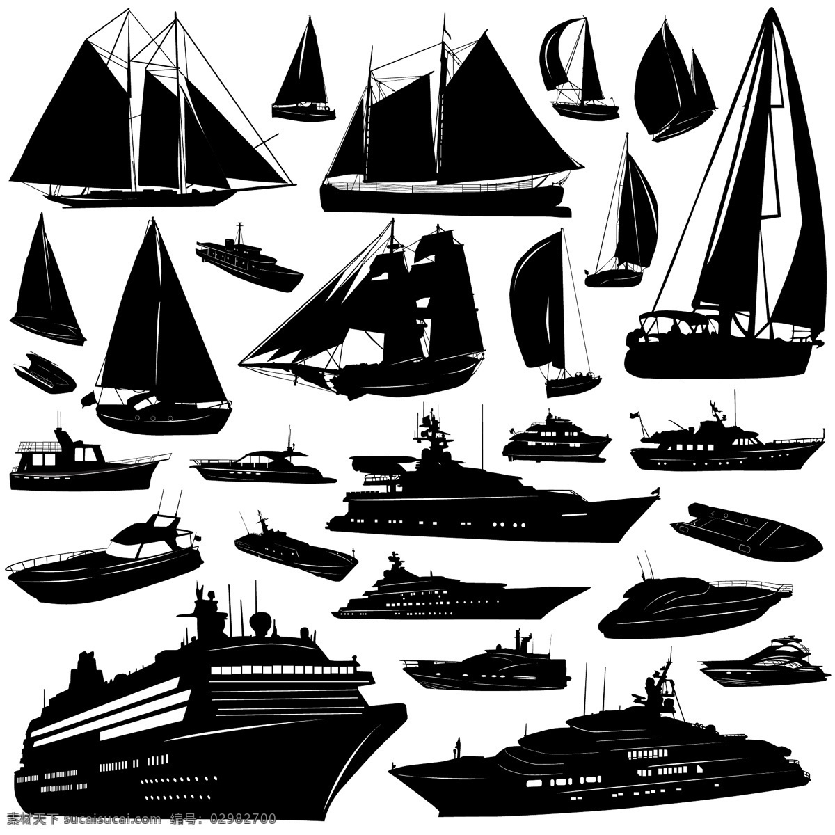 各种各样 帆船 剪影 矢量 船 巡航 舰 矢量素材 游船 其他载体 矢量图 其他矢量图