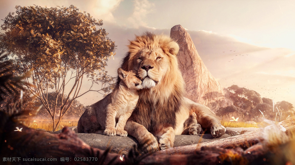 狮子王图片 狮子王 辛巴 狮王 狮子父子 非洲狮 生物世界 野生动物