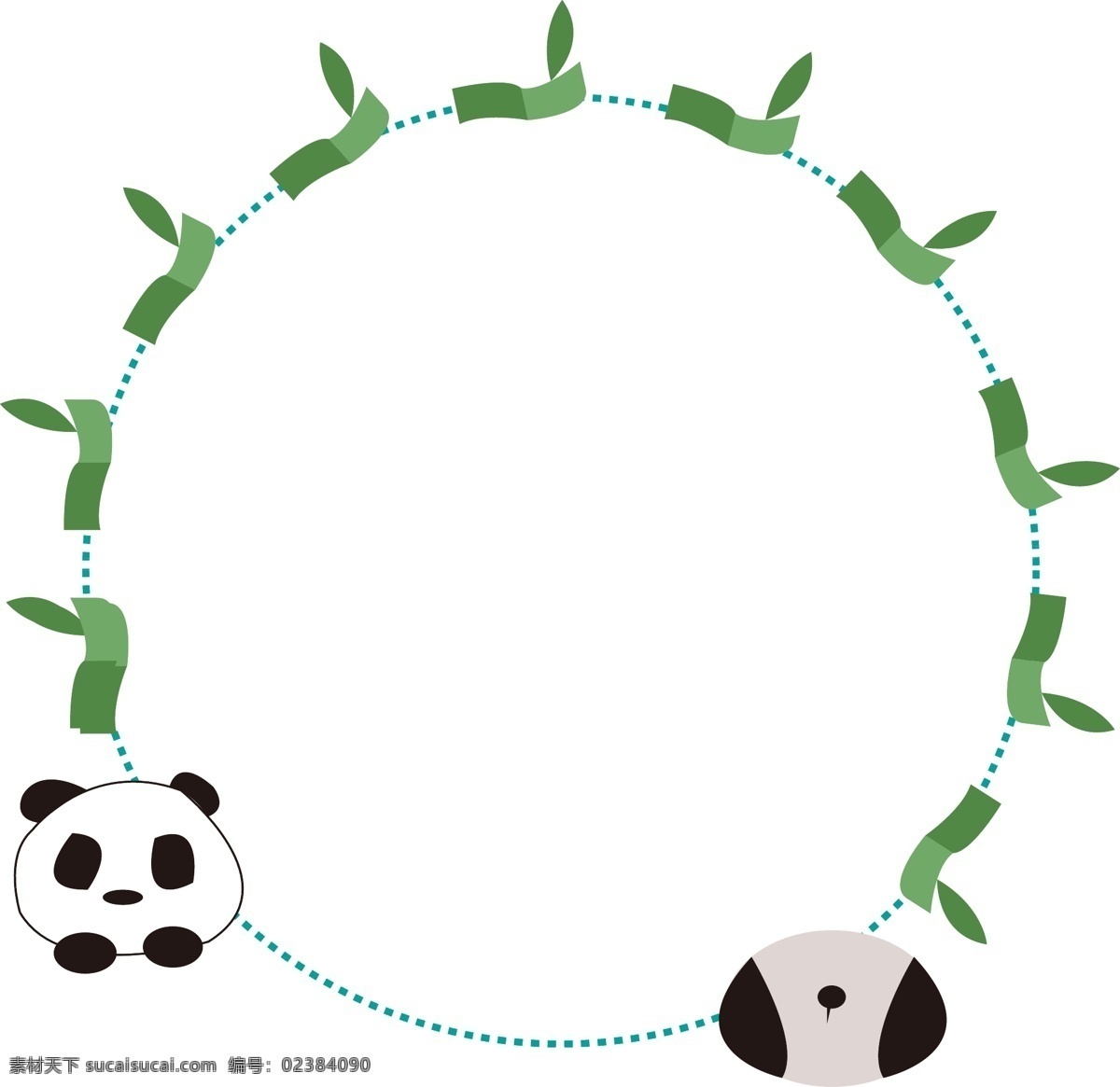 熊猫 竹子 边框 插画
