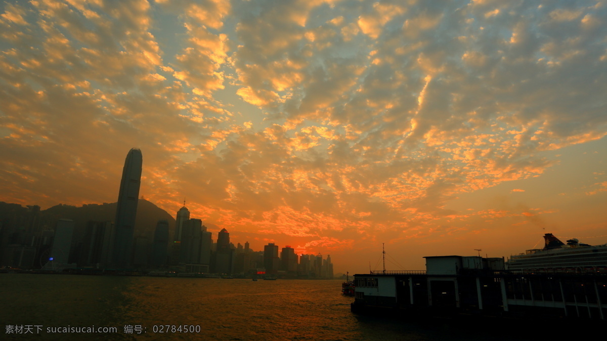 香港 维多利亚港 日落 风景