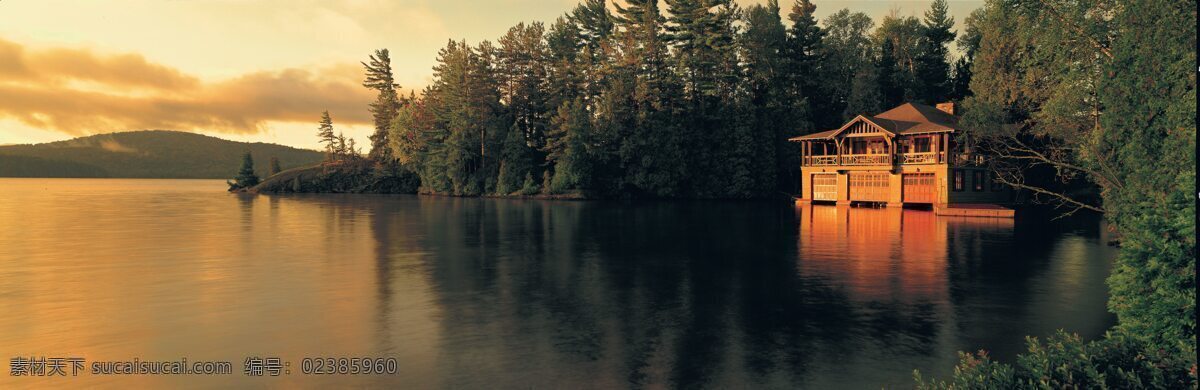森林 湖泊 水面 木屋 船屋 寂静 安静 自然 旅游摄影 国外旅游