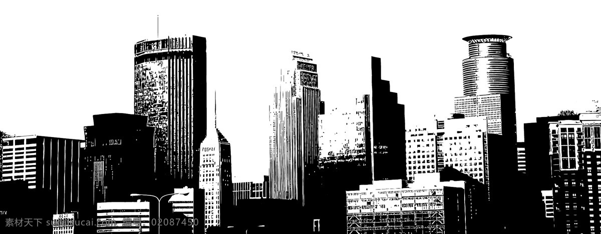 城市 剪影 系列 二 背景 黑白图 矢量图 建筑家居