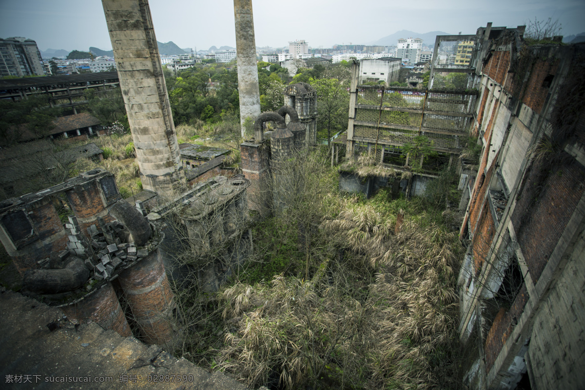 废弃的建筑 废弃 建筑 桂林 发电厂 破败 荒凉 残缺 残垣断壁 围合 空间 建筑园林 建筑摄影