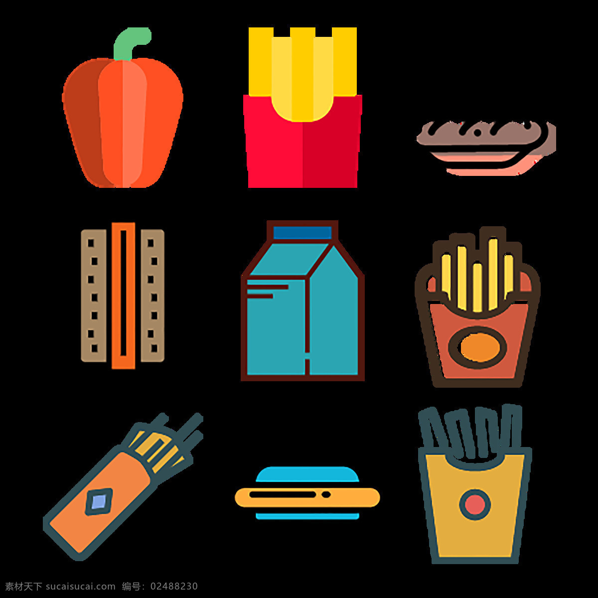 食物 食品 icon 图标素材 图标 iconpng 汉堡 奶油 蛋糕 糖 薯条 牛奶 细线图标 按钮图标 标志图标 png素材