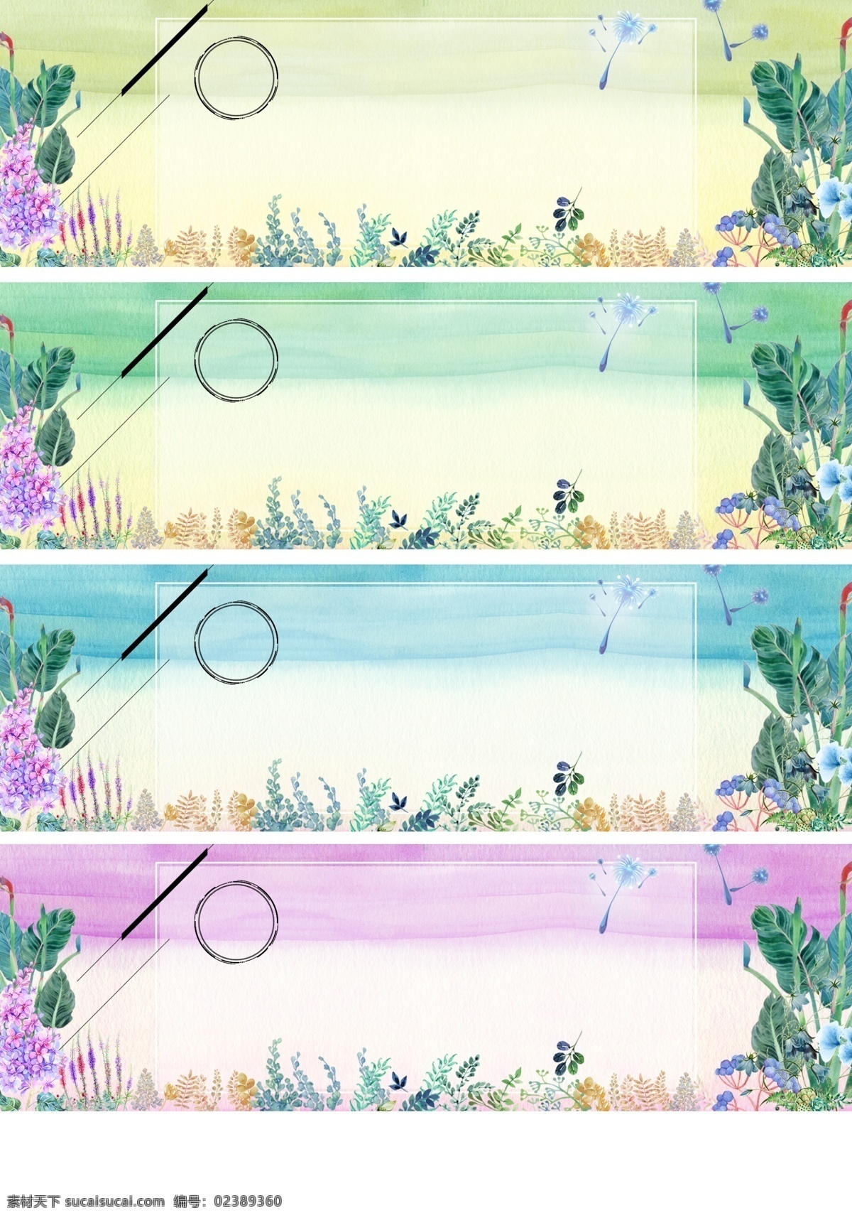 淡雅 清新 风水 彩 植物 banner 背景 淡雅清新 水彩植物 几何