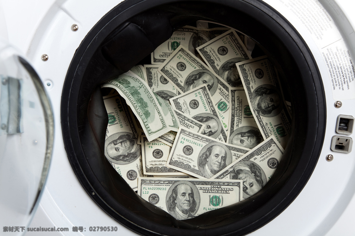 洗衣机 里 纸币 电器 家电 洗衣机与钱币 金融 金融货币 商务金融