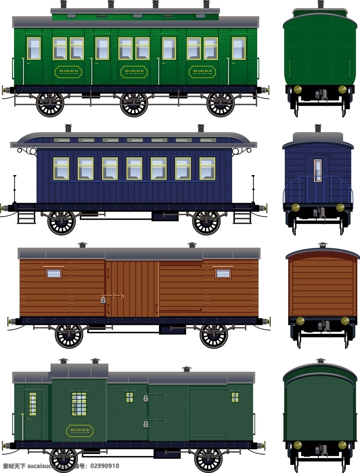 经典 的卡 通车 矢量 火车 车厢 卡车运输 矢量图 日常生活