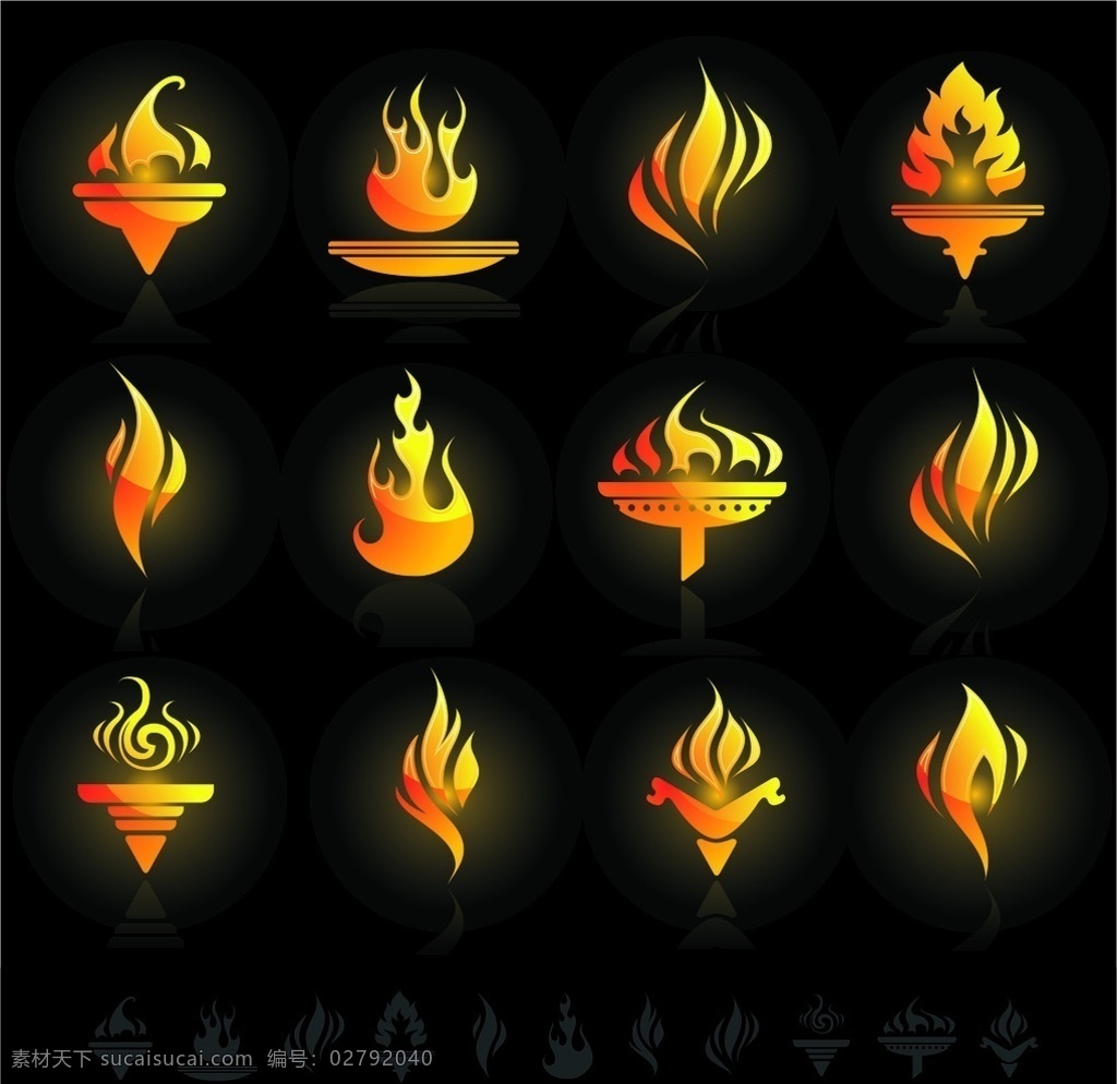 各种火焰图案 火焰纹 矢量火焰图案 矢量火图案 火焰 底纹边框 花边花纹