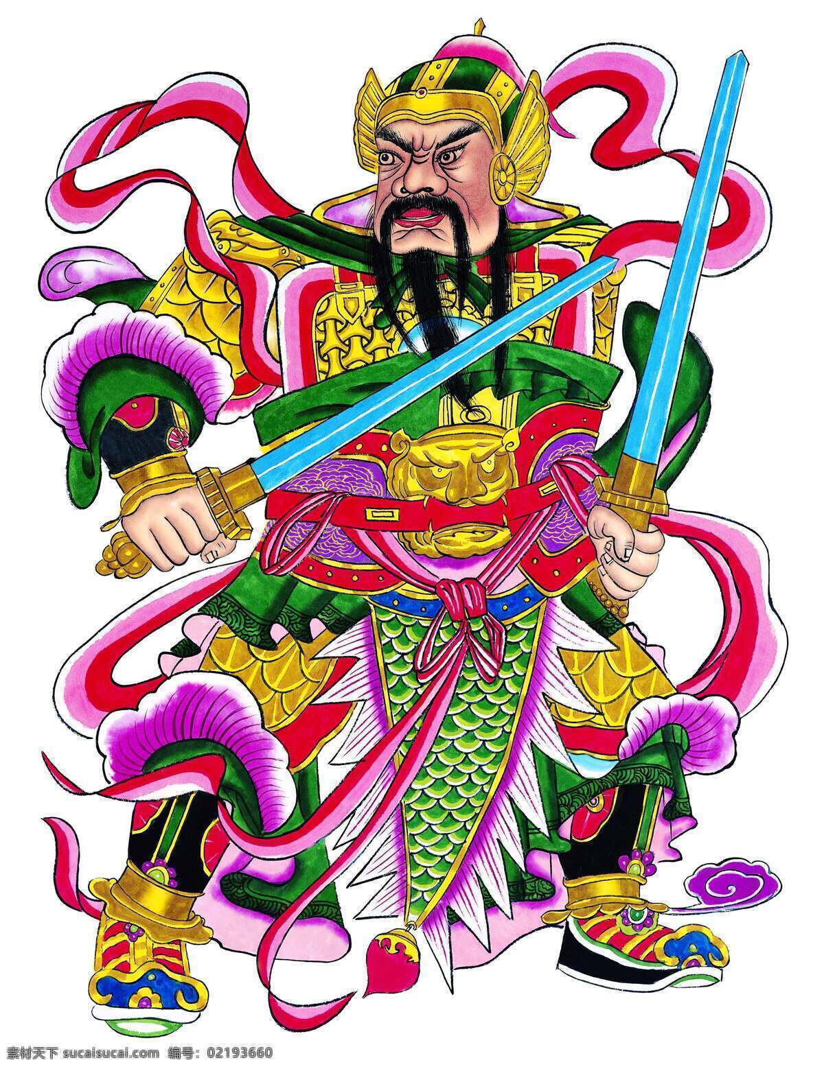 双 剑 门神 画像 神仙 古代神仙 中国传统人物 文化艺术