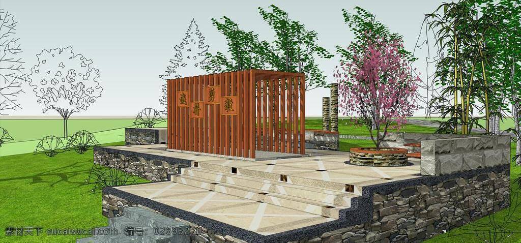 sketchup 廊 架 模型 公园 三维模型 园林景观 园林 建筑装饰 设计素材 3d模型素材 室内装饰模型