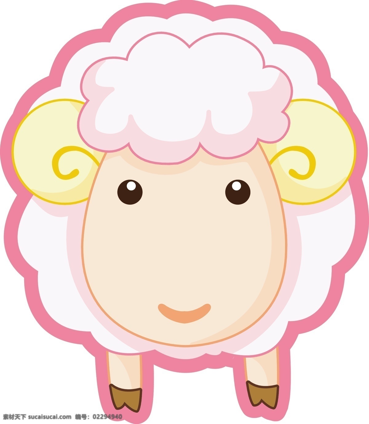 绵羊 可爱 粉色 卡通 生物世界 家禽家畜 矢量图库