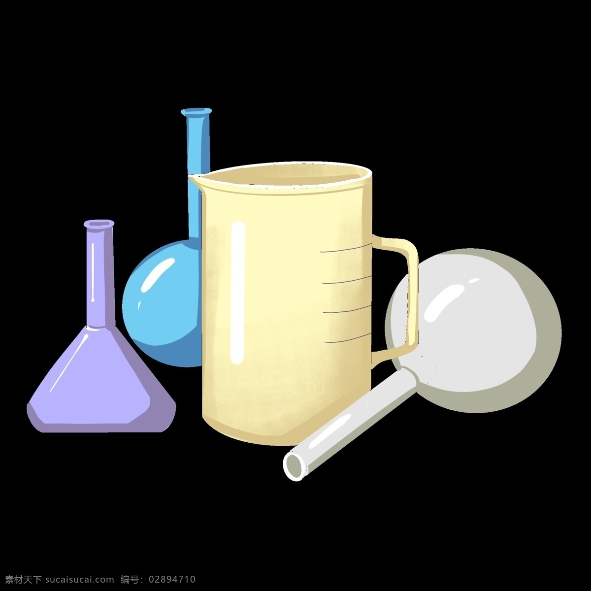 化学实验 器具 插画 实验 卡通 化学插画 化学仪器 化学器具 黄色的量杯