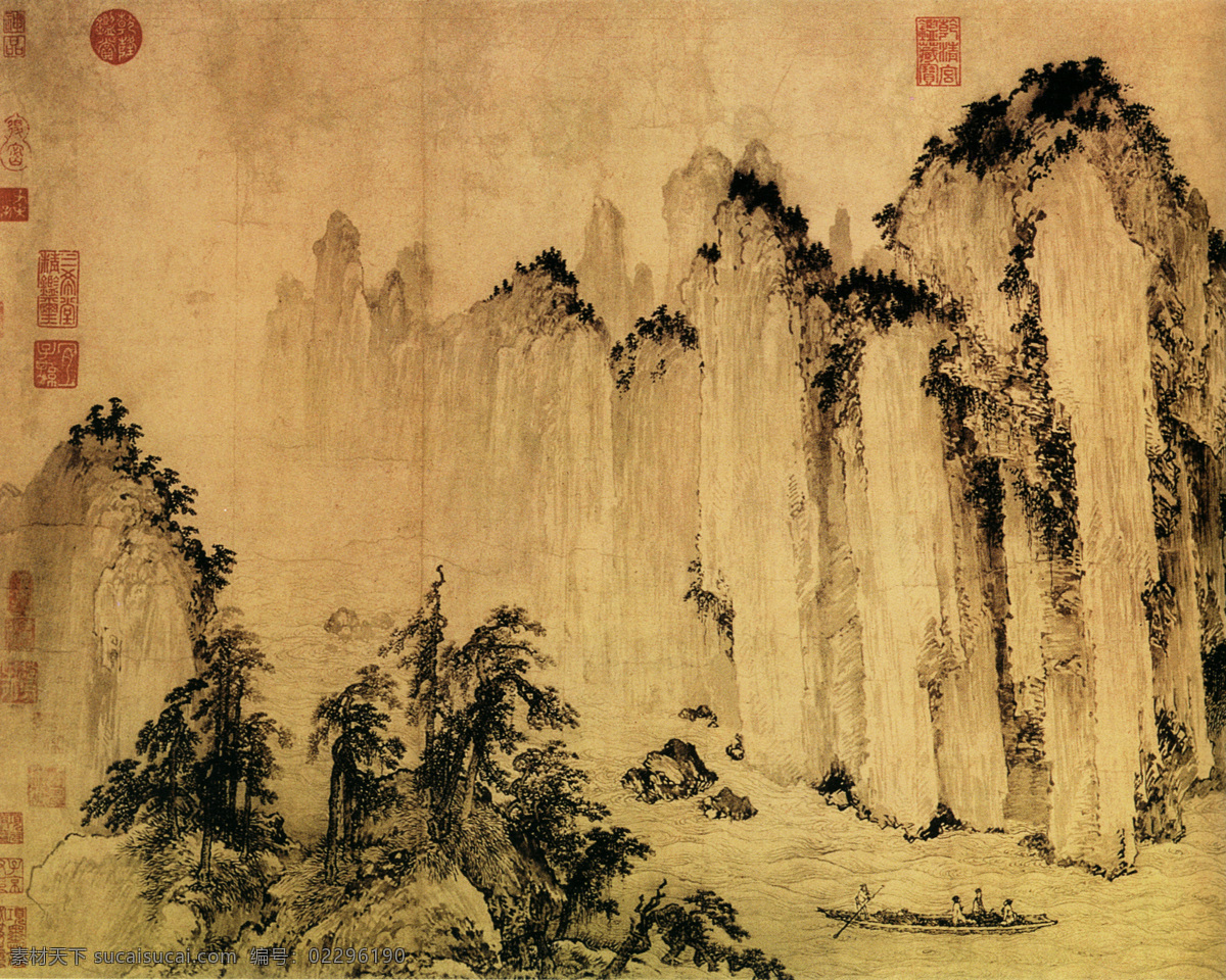 中国名画 中国传世名画 山水画 赤壁图 中国古画 设计图库