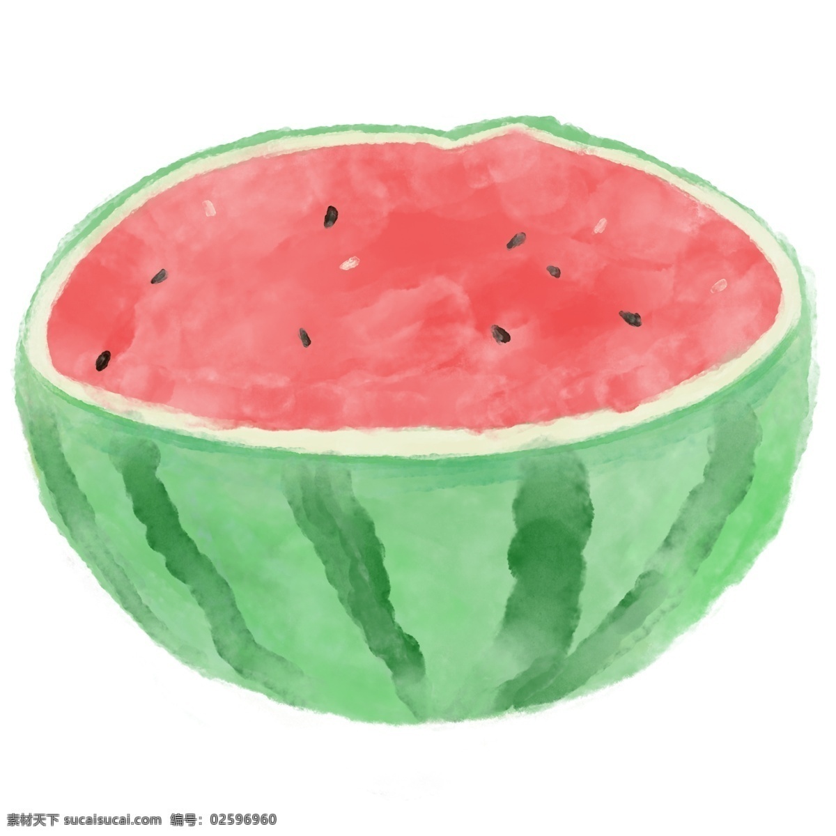 水彩 风 半 西瓜 水彩画 夏天 装饰 水墨 清新 西瓜籽