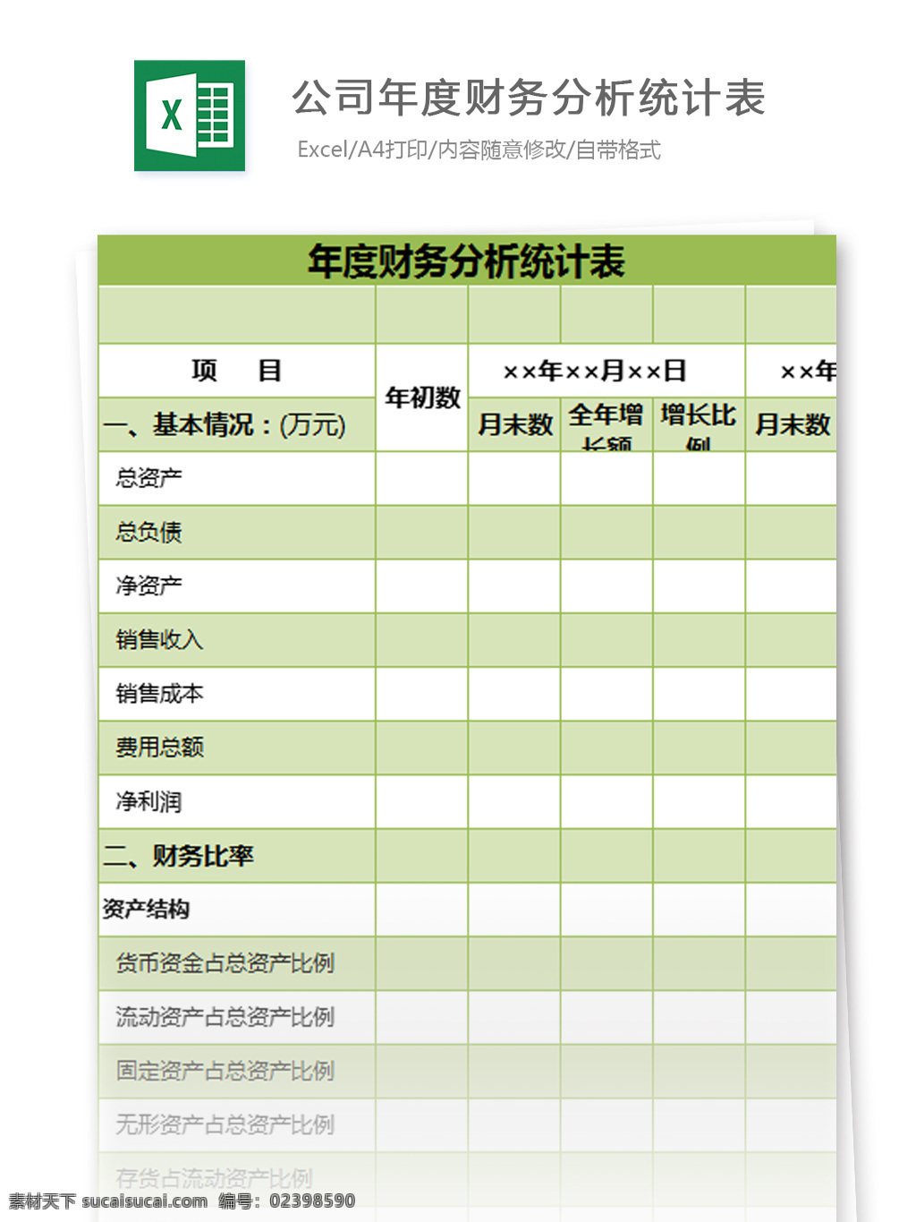 公司 年度 财务分析 统计表 基本情况 总资产 总负债 收入 成本 资产结构