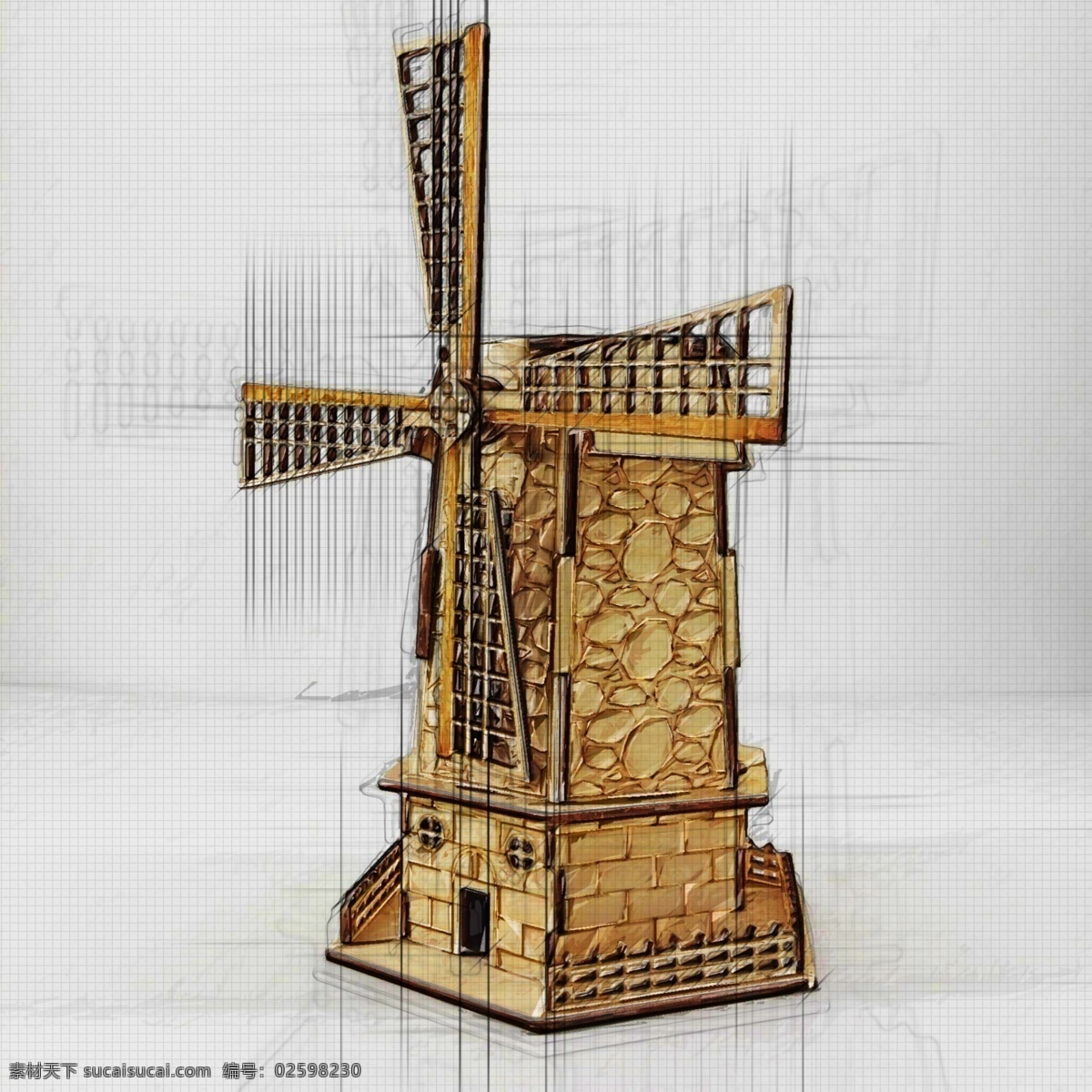 简 笔画 手绘 荷兰 风车 简笔画 木质结构 简笔手绘 动漫动画