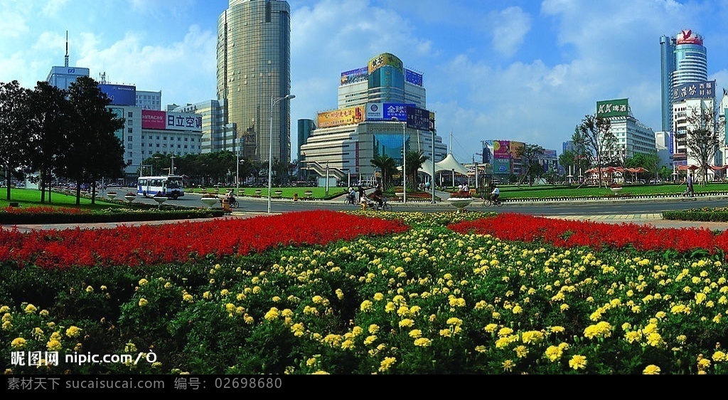 宁波 中山路 美丽 风光 绿化 街景 自然景观 自然风景 摄影图库