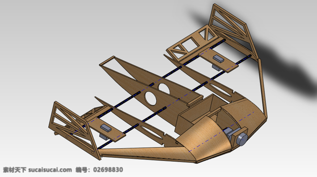 一个 飞行 翼 肋 钢筋混凝土 平面 结构 轻木 运动 航空航天 3d模型素材 建筑模型