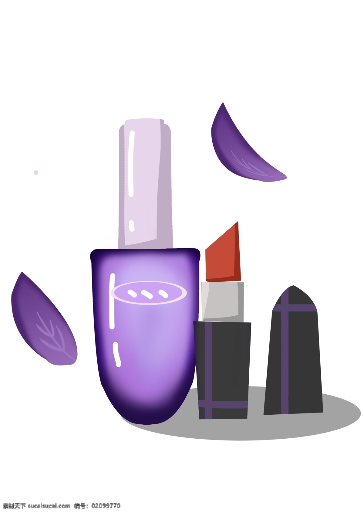 美容 美 妆 小 物 插画 化妆品 指甲油 护肤品 红色口红 唇膏 美容产品 美妆小物 紫色产品