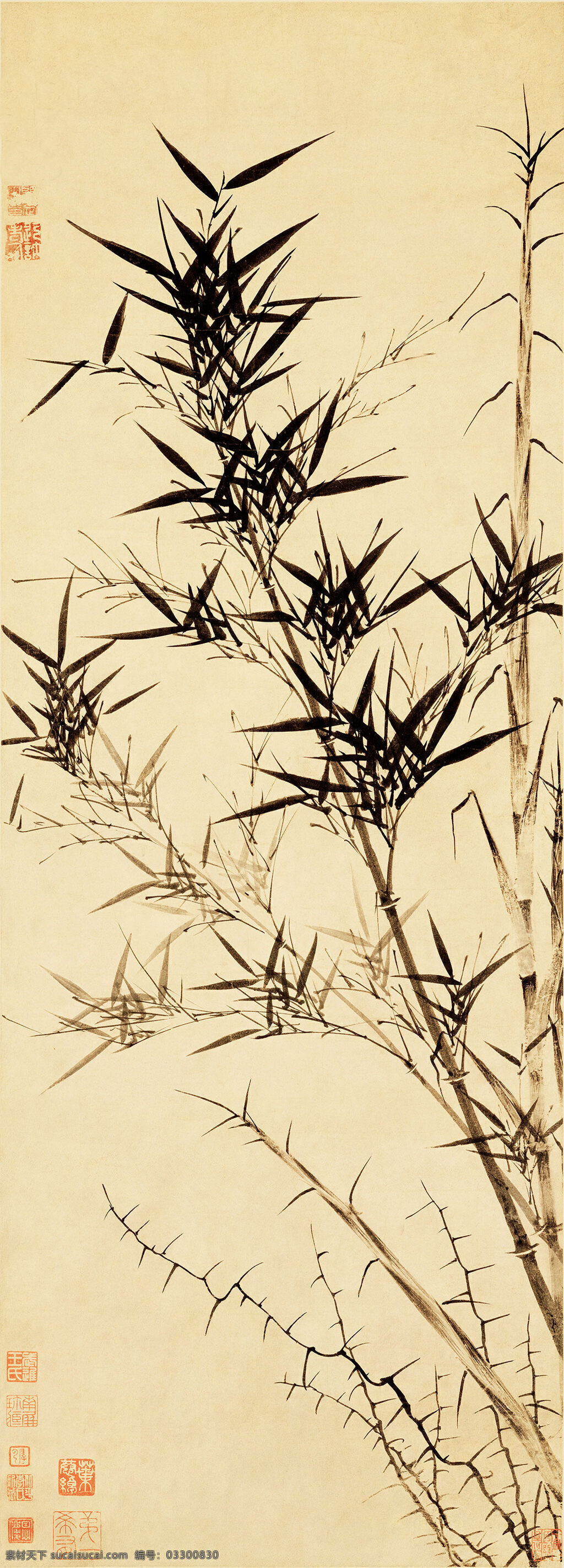 中式 水墨 国画 新竹 图 装饰画 竹 背景墙 仿古