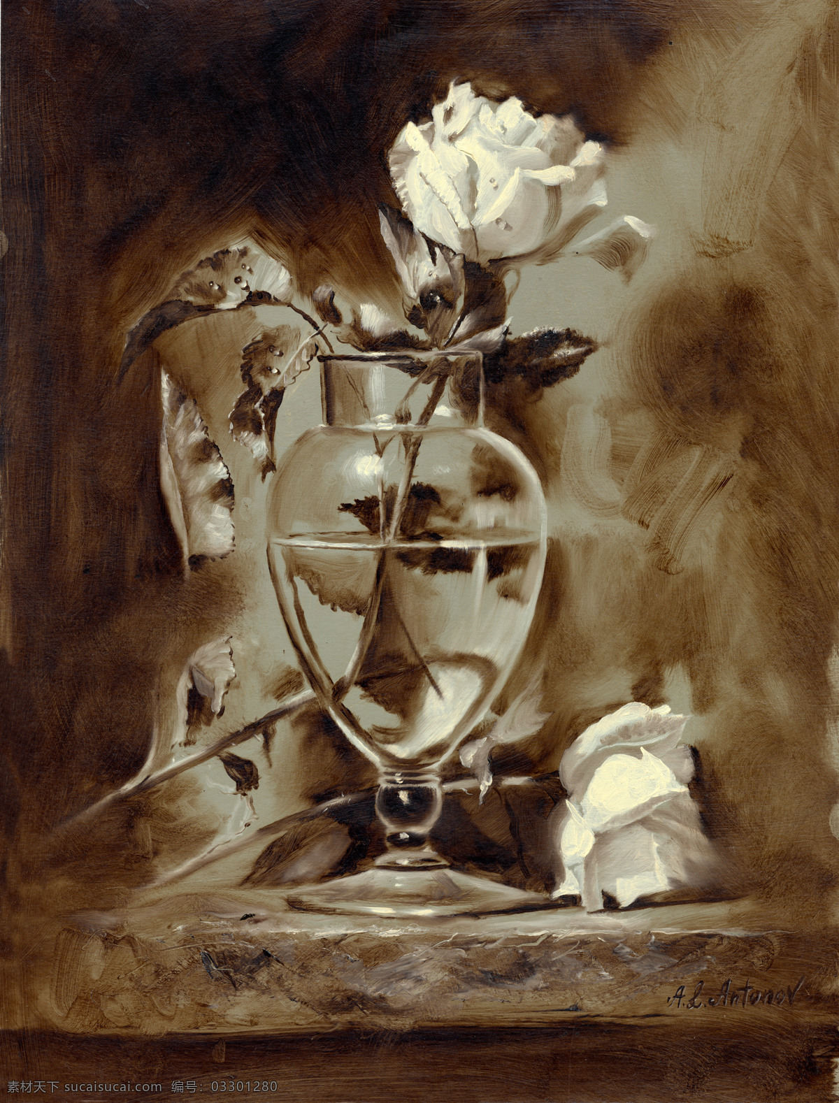 白色 玫瑰 花油 画画 芯 复古装饰画 装饰画画芯 无框画 花朵油画 玫瑰花装饰画 花瓶 其他艺术 文化艺术 黑色