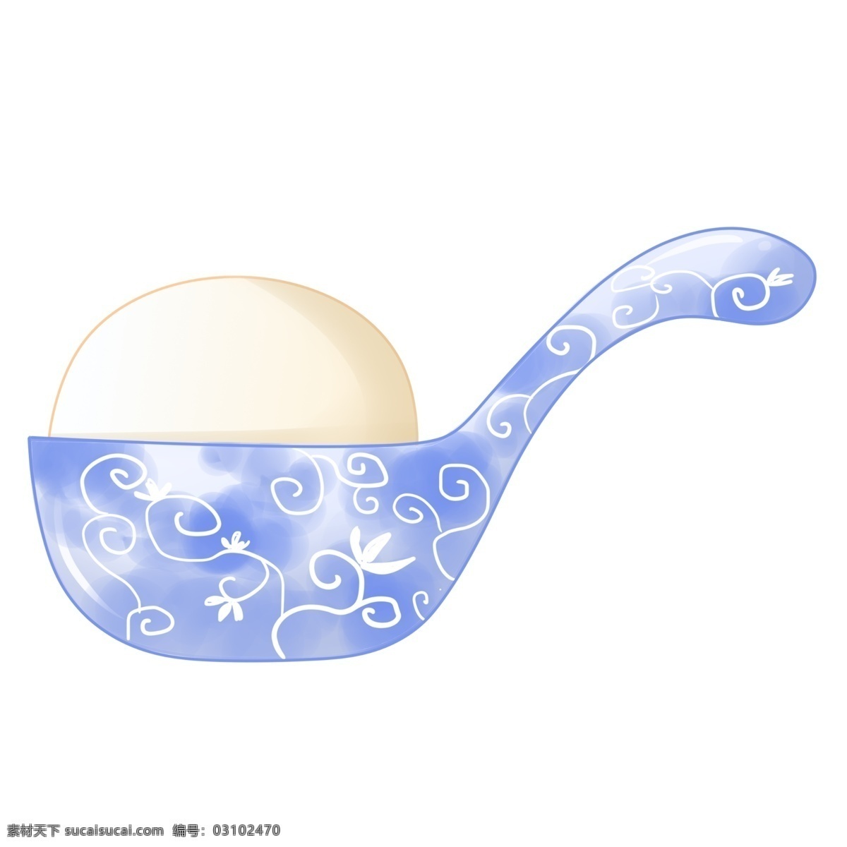 青花瓷 勺子 插画 青花瓷勺子 卡通插画 勺子插画 吃饭的用具 餐具插画 餐具 独特的勺子
