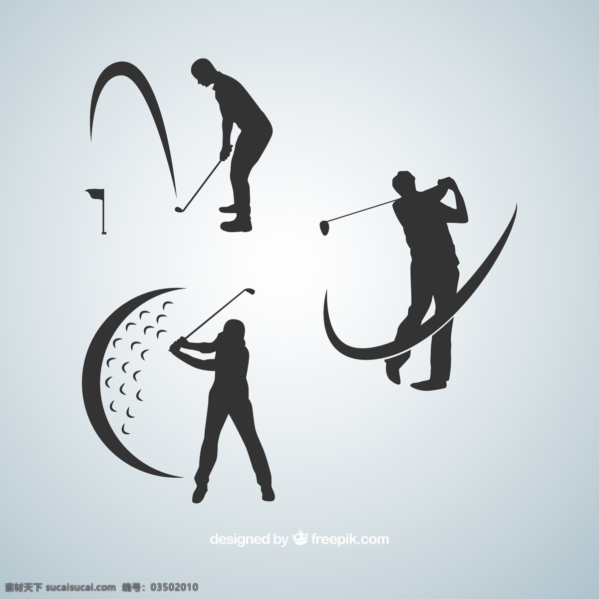 高尔夫挥杆 运动 高尔夫球 秋千 剪影 体育 比赛 图标 高清 源文件