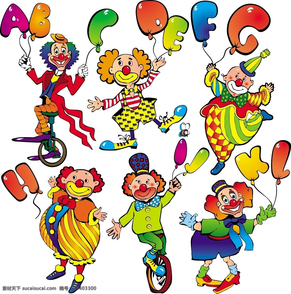 卡通小丑 马戏团 小丑表演 卡通设计 小丑 设计素材 卡通人物 音乐小丑 动漫人物 白色